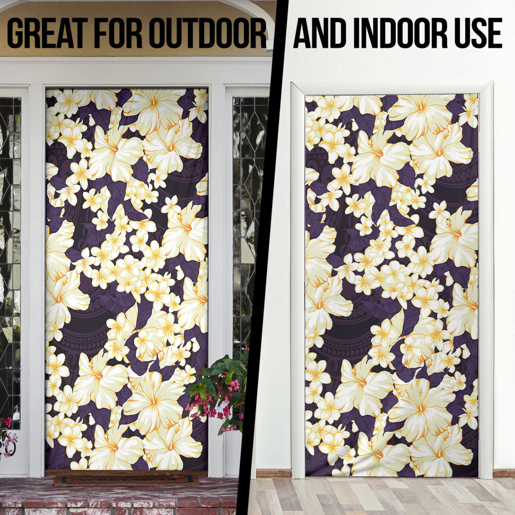 Hawaii Hibiscus Plumeria Purple Door Cover Polynesian Pattern LT01 - Polynesian Pride