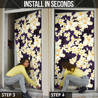 Hawaii Hibiscus Plumeria Purple Door Cover Polynesian Pattern LT01 - Polynesian Pride