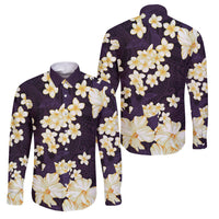 Hawaii Hibiscus Plumeria Purple Family Matching Short Sleeve Bodycon Dress and Hawaiian Shirt Polynesian Pattern LT01 Dad's Shirt - Long Sleeve Purple - Polynesian Pride