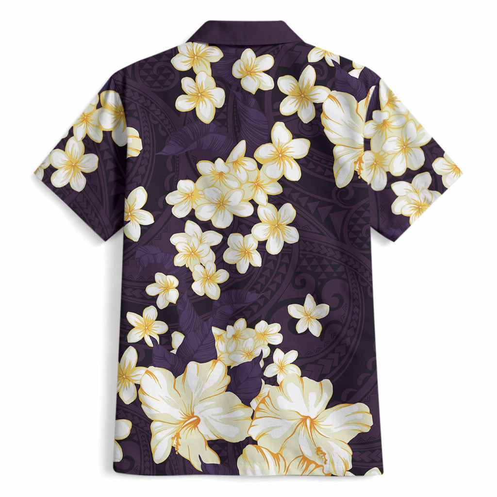 Hawaii Hibiscus Plumeria Purple Hawaiian Shirt Polynesian Pattern LT01 - Polynesian Pride