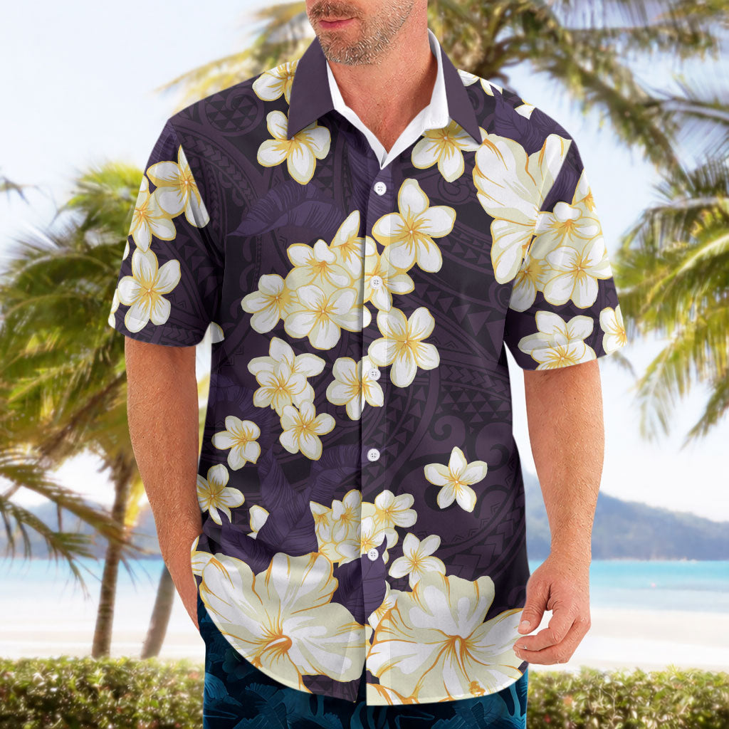 Hawaii Hibiscus Plumeria Purple Hawaiian Shirt Polynesian Pattern LT01 - Polynesian Pride