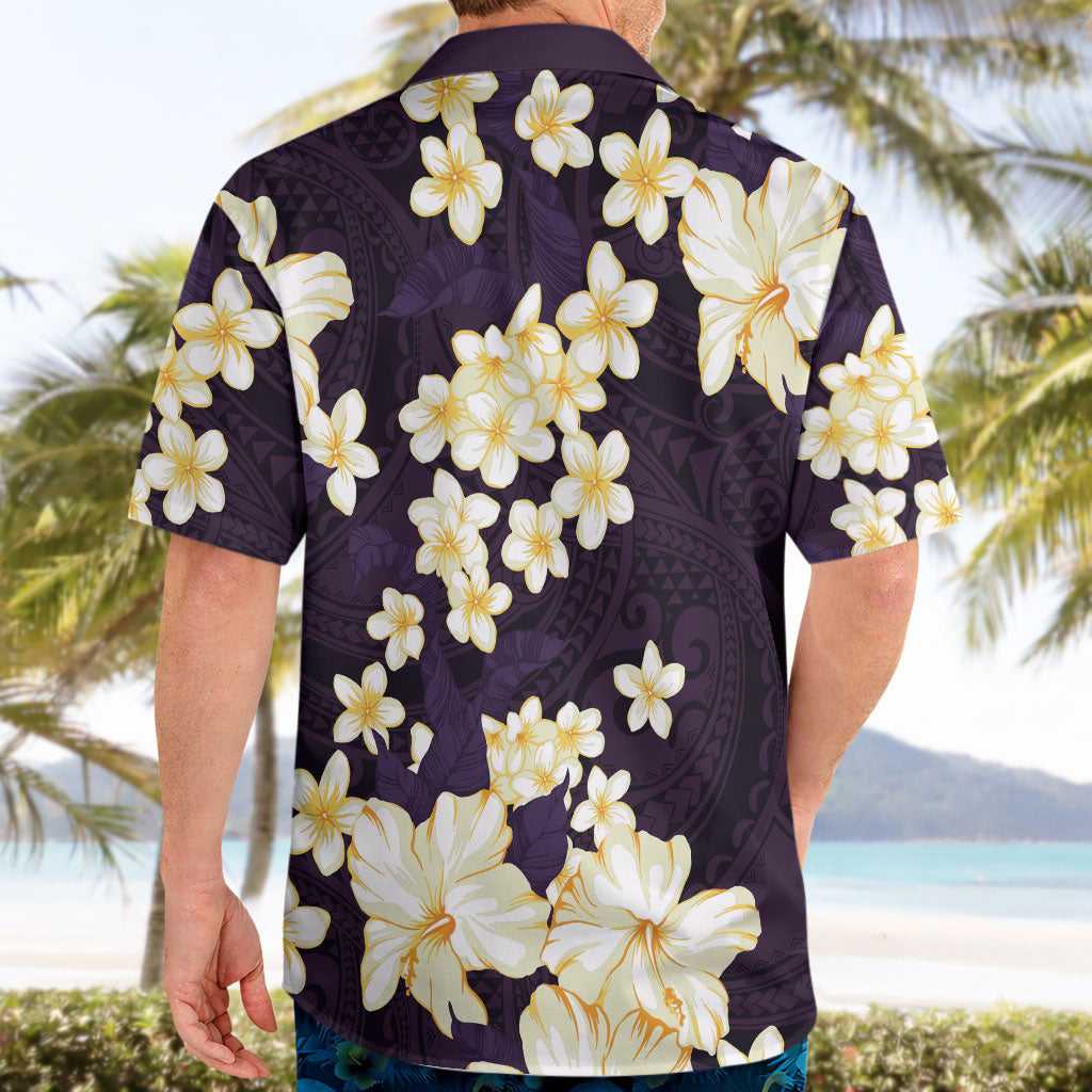 Hawaii Hibiscus Plumeria Purple Hawaiian Shirt Polynesian Pattern LT01 - Polynesian Pride