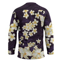 Hawaii Hibiscus Plumeria Purple Hockey Jersey Polynesian Pattern LT01 - Polynesian Pride