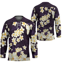 Hawaii Hibiscus Plumeria Purple Hockey Jersey Polynesian Pattern LT01 - Polynesian Pride
