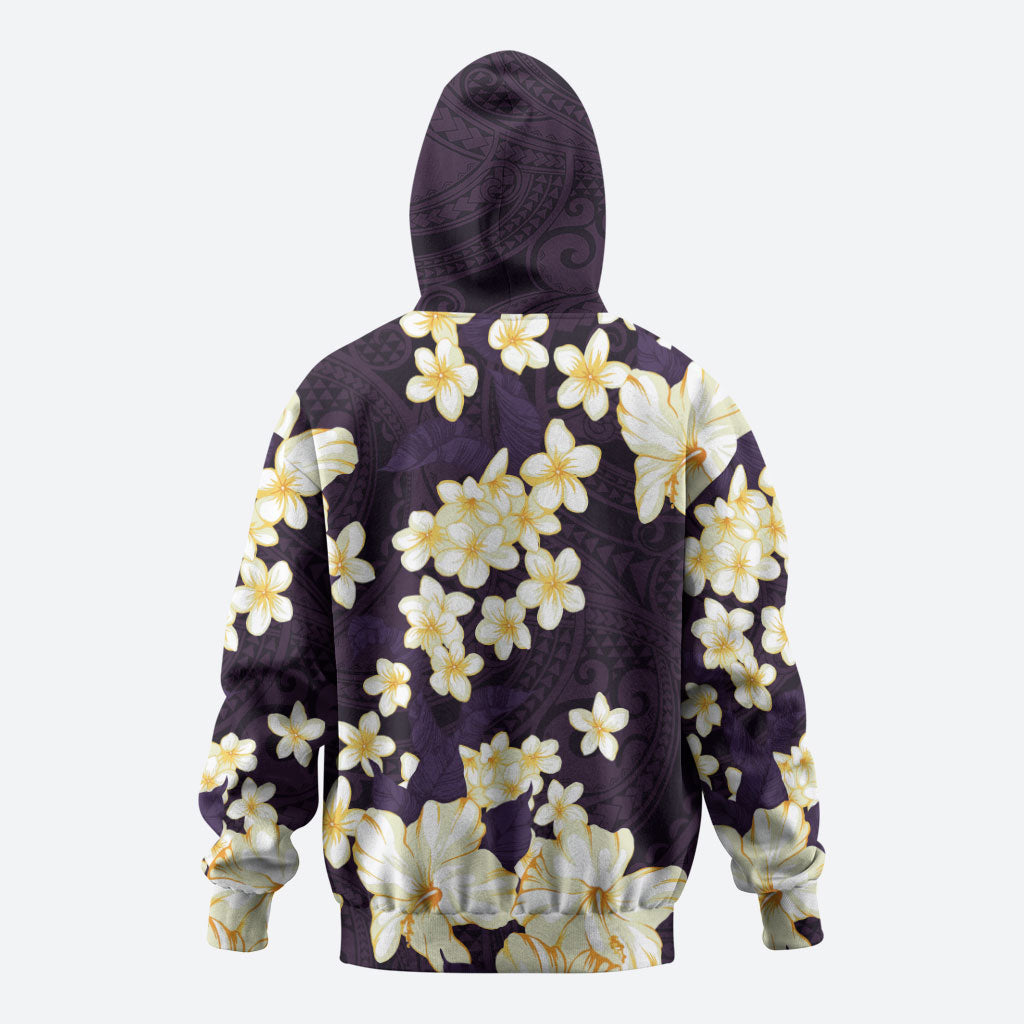 Hawaii Hibiscus Plumeria Purple Hoodie Polynesian Pattern LT01 - Polynesian Pride