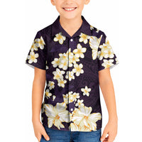 Hawaii Hibiscus Plumeria Purple Kid Hawaiian Shirt Polynesian Pattern LT01 Kid Purple - Polynesian Pride