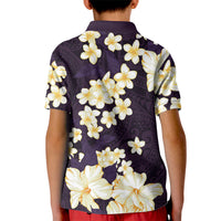 Hawaii Hibiscus Plumeria Purple Kid Polo Shirt Polynesian Pattern LT01 - Polynesian Pride