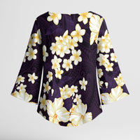 Hawaii Hibiscus Plumeria Purple Kimono Sleeve Blouse Polynesian Pattern LT01 - Polynesian Pride