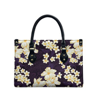Hawaii Hibiscus Plumeria Purple Leather Bag Polynesian Pattern LT01 - Polynesian Pride