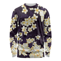 Hawaii Hibiscus Plumeria Purple Long Sleeve Shirt Polynesian Pattern LT01 Unisex Purple - Polynesian Pride
