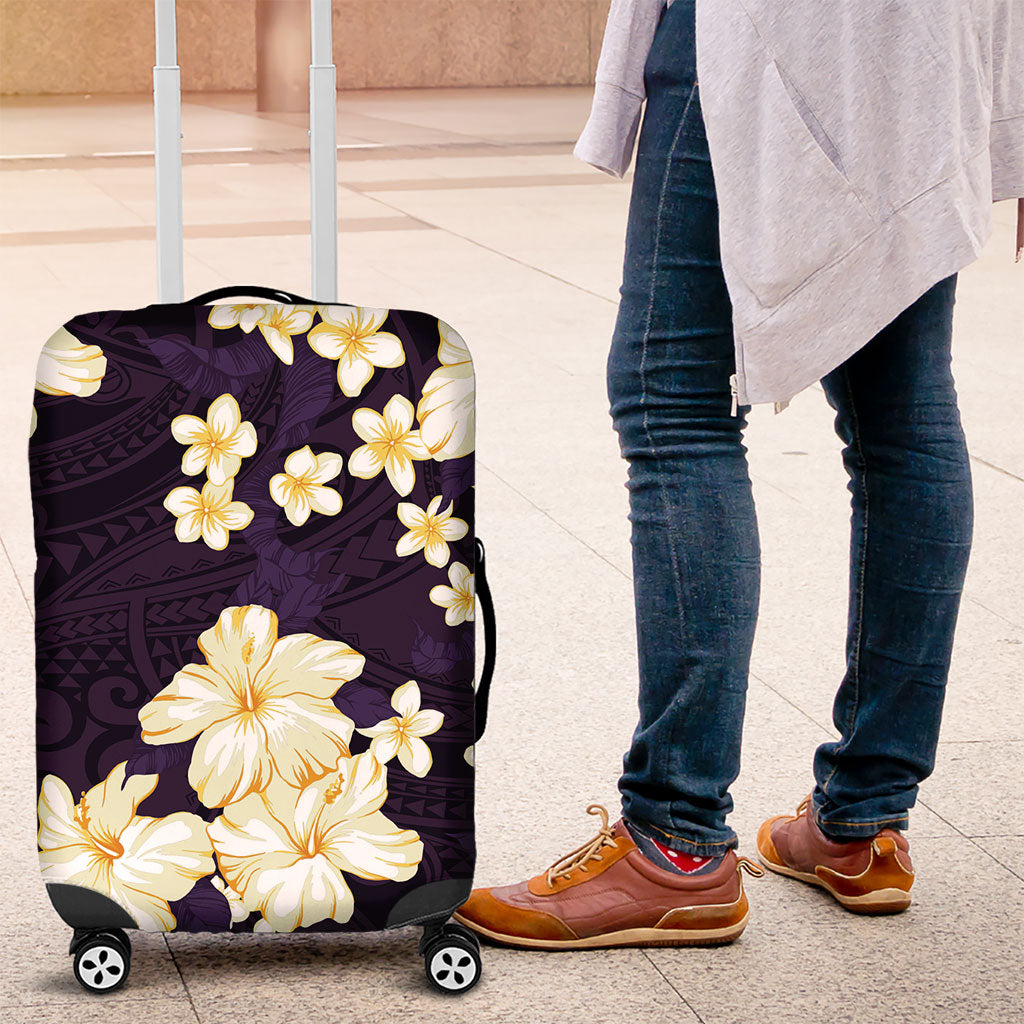 Hawaii Hibiscus Plumeria Purple Luggage Cover Polynesian Pattern LT01 Purple - Polynesian Pride