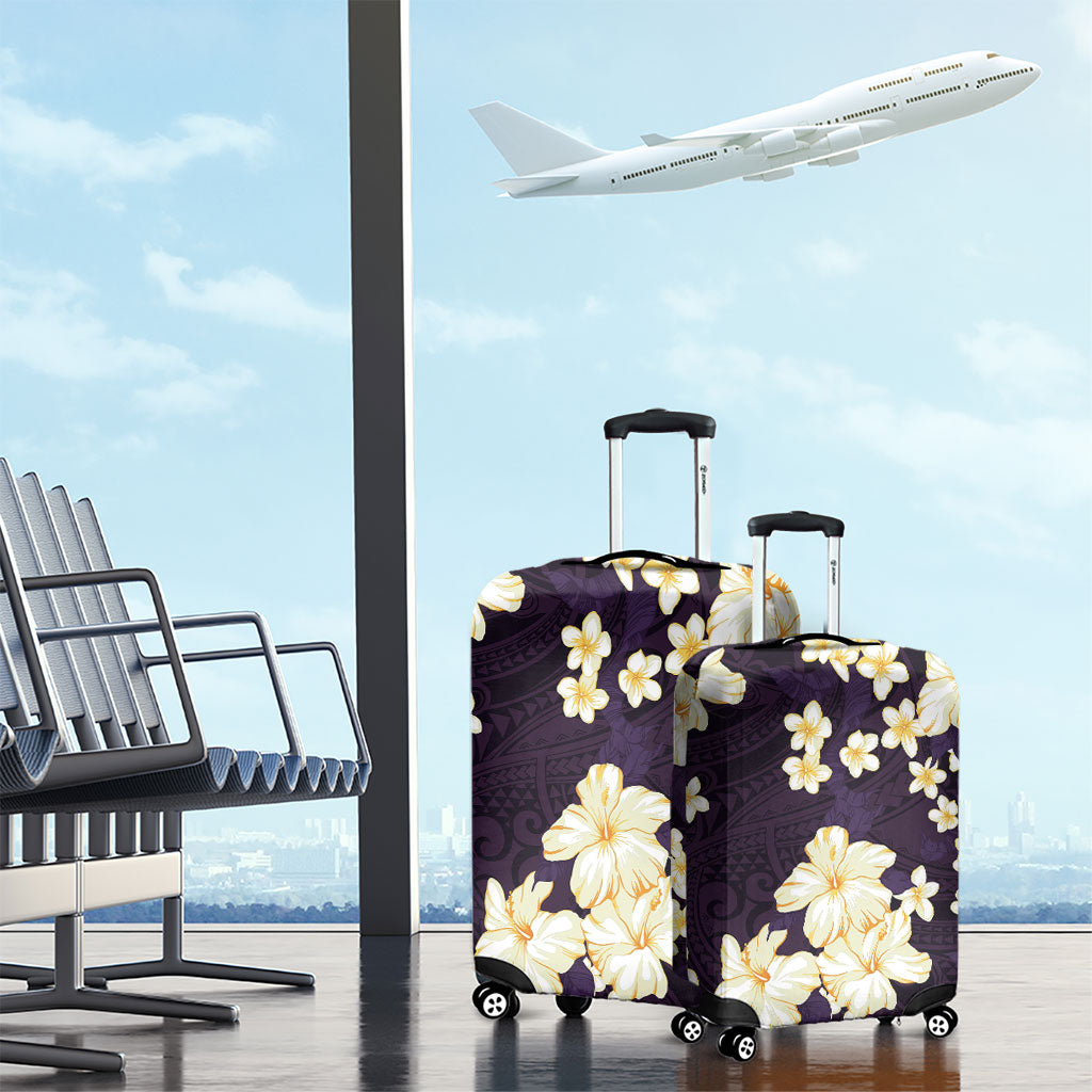 Hawaii Hibiscus Plumeria Purple Luggage Cover Polynesian Pattern LT01 - Polynesian Pride