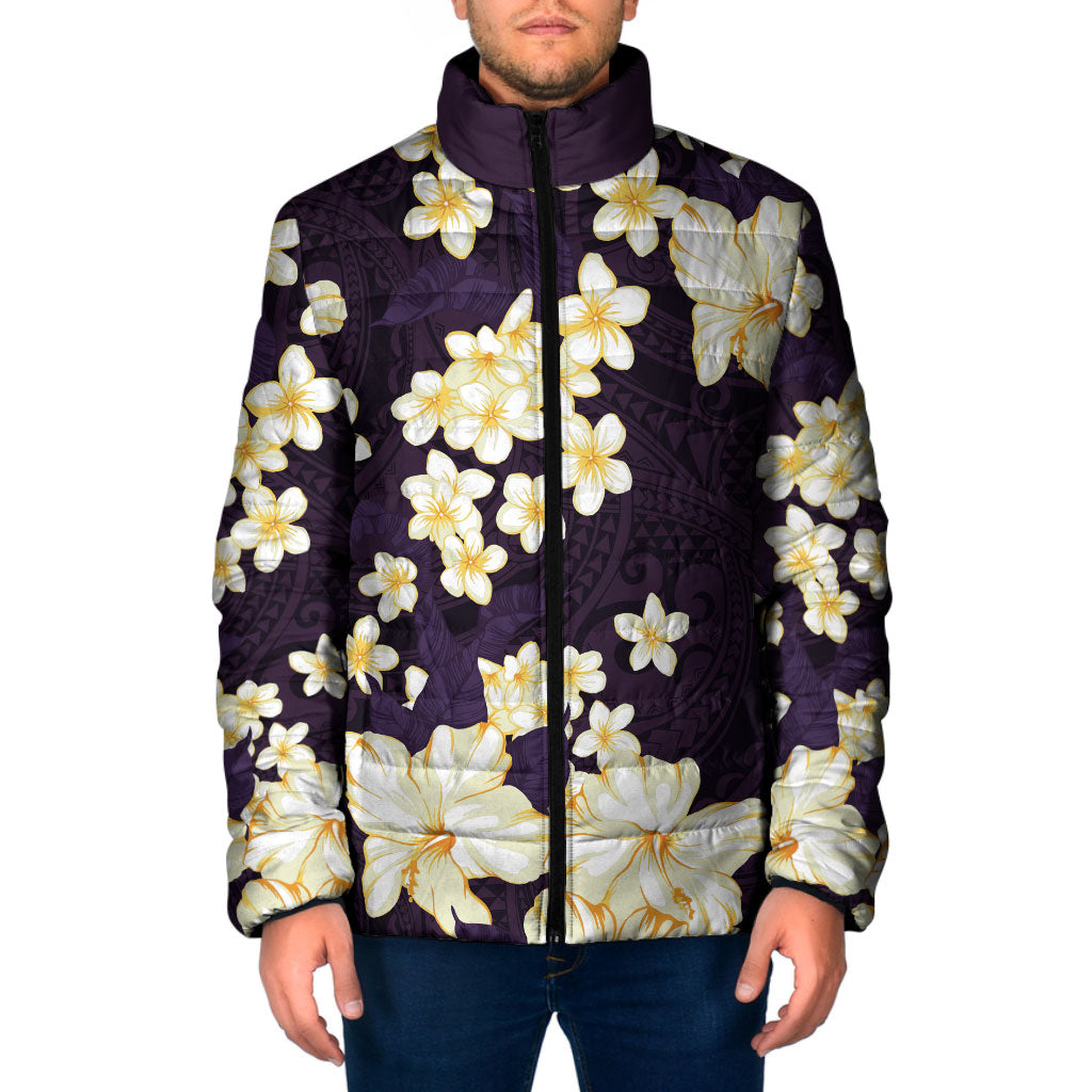 Hawaii Hibiscus Plumeria Purple Padded Jacket Polynesian Pattern LT01 Men Purple - Polynesian Pride