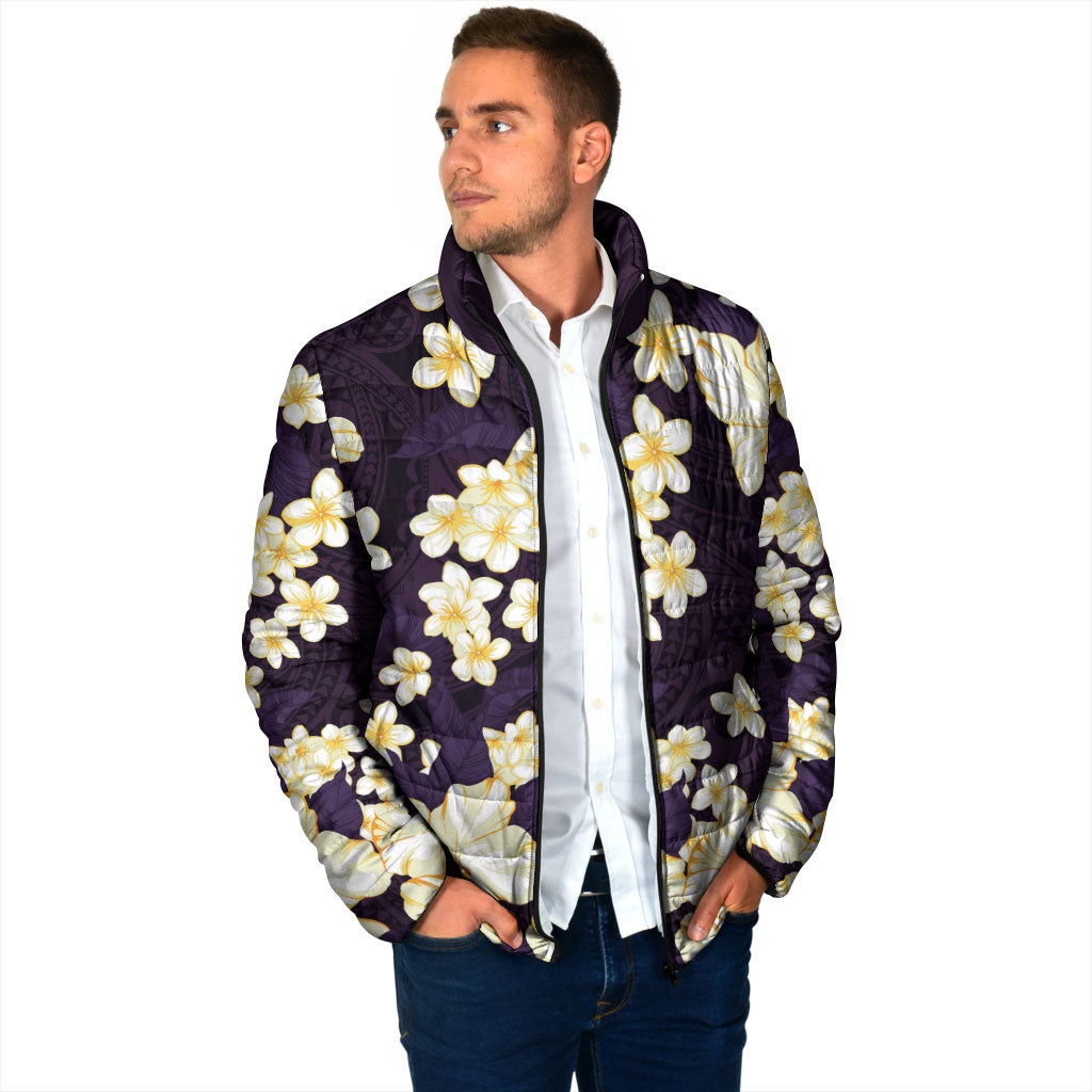 Hawaii Hibiscus Plumeria Purple Padded Jacket Polynesian Pattern LT01 - Polynesian Pride
