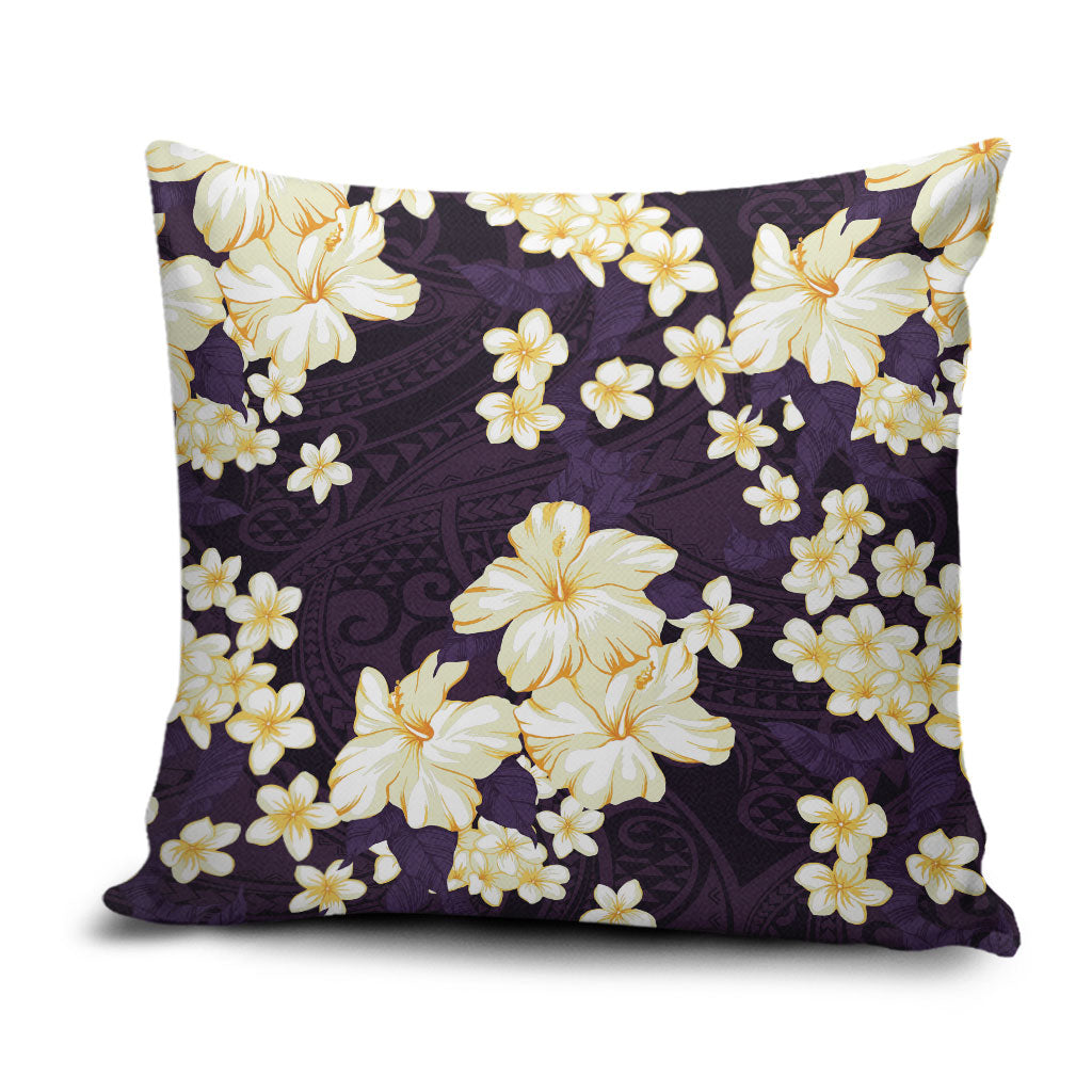 Hawaii Hibiscus Plumeria Purple Pillow Cover Polynesian Pattern LT01 Purple - Polynesian Pride