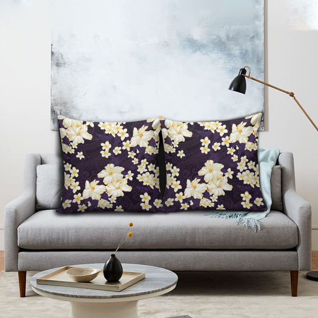 Hawaii Hibiscus Plumeria Purple Pillow Cover Polynesian Pattern LT01 - Polynesian Pride