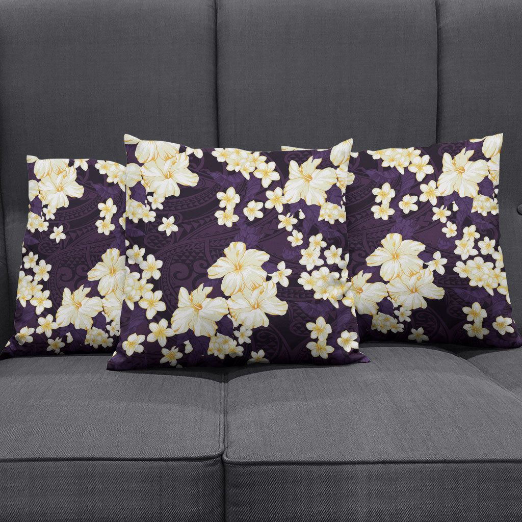 Hawaii Hibiscus Plumeria Purple Pillow Cover Polynesian Pattern LT01 - Polynesian Pride