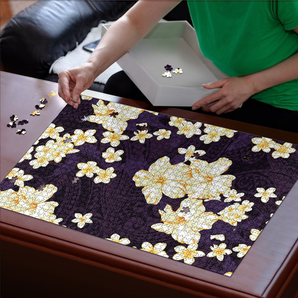 Hawaii Hibiscus Plumeria Purple Puzzle Polynesian Pattern LT01 - Polynesian Pride