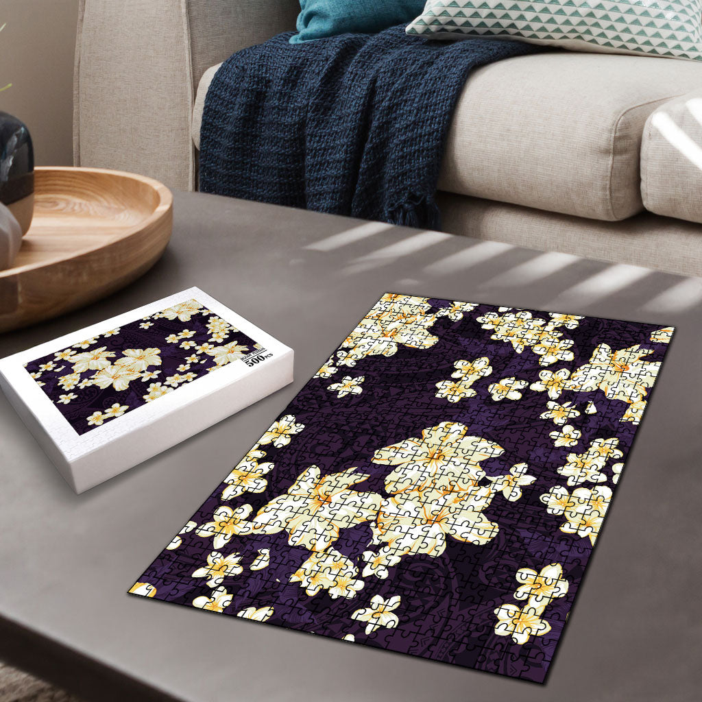 Hawaii Hibiscus Plumeria Purple Puzzle Polynesian Pattern LT01 - Polynesian Pride