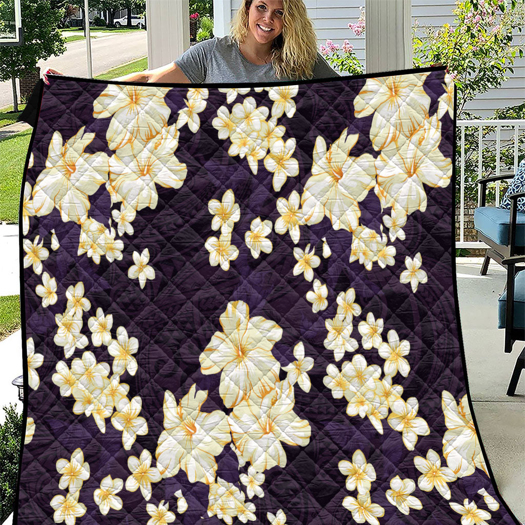 Hawaii Hibiscus Plumeria Purple Quilt Polynesian Pattern LT01 Purple - Polynesian Pride