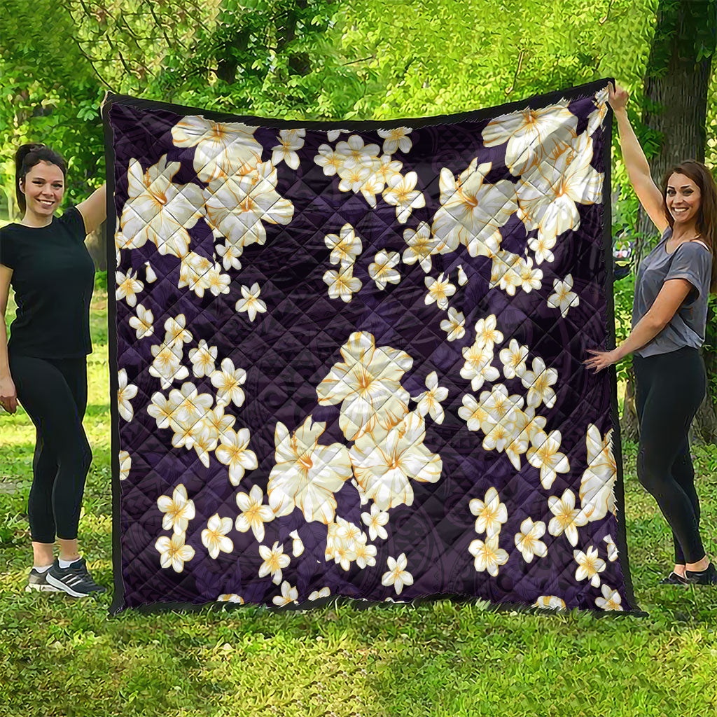 Hawaii Hibiscus Plumeria Purple Quilt Polynesian Pattern LT01 - Polynesian Pride
