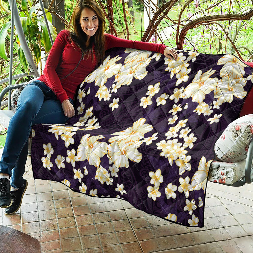 Hawaii Hibiscus Plumeria Purple Quilt Polynesian Pattern LT01 - Polynesian Pride