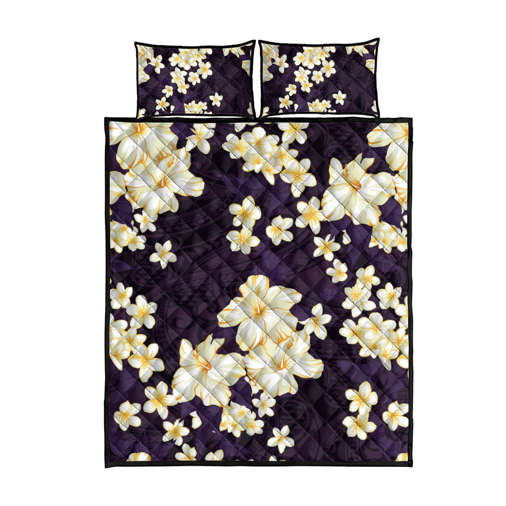 Hawaii Hibiscus Plumeria Purple Quilt Bed Set Polynesian Pattern LT01 - Polynesian Pride