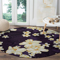 Hawaii Hibiscus Plumeria Purple Round Carpet Polynesian Pattern LT01 - Polynesian Pride
