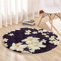 Hawaii Hibiscus Plumeria Purple Round Carpet Polynesian Pattern LT01 - Polynesian Pride