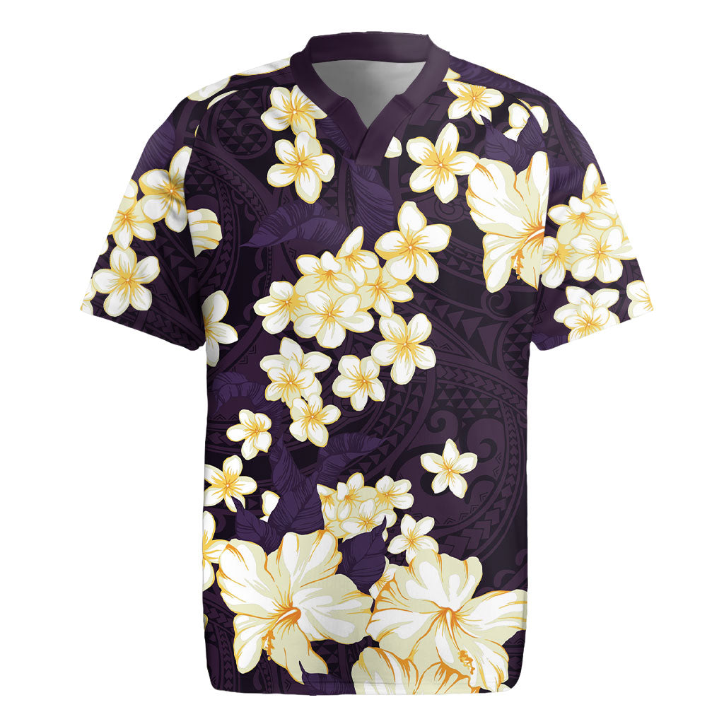 Hawaii Hibiscus Plumeria Purple Rugby Jersey Polynesian Pattern LT01 Purple - Polynesian Pride