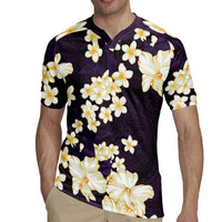 Hawaii Hibiscus Plumeria Purple Rugby Jersey Polynesian Pattern LT01 - Polynesian Pride