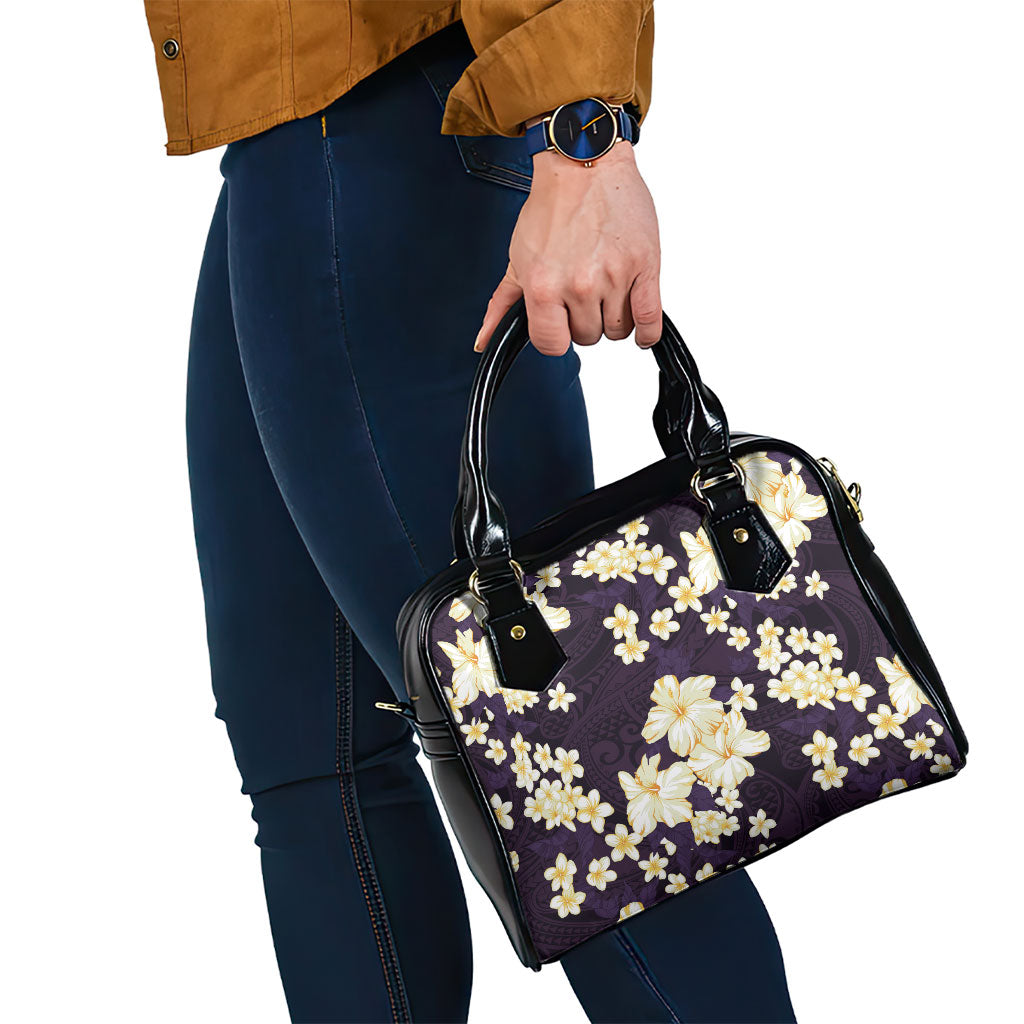 Hawaii Hibiscus Plumeria Purple Shoulder Handbag Polynesian Pattern LT01 - Polynesian Pride