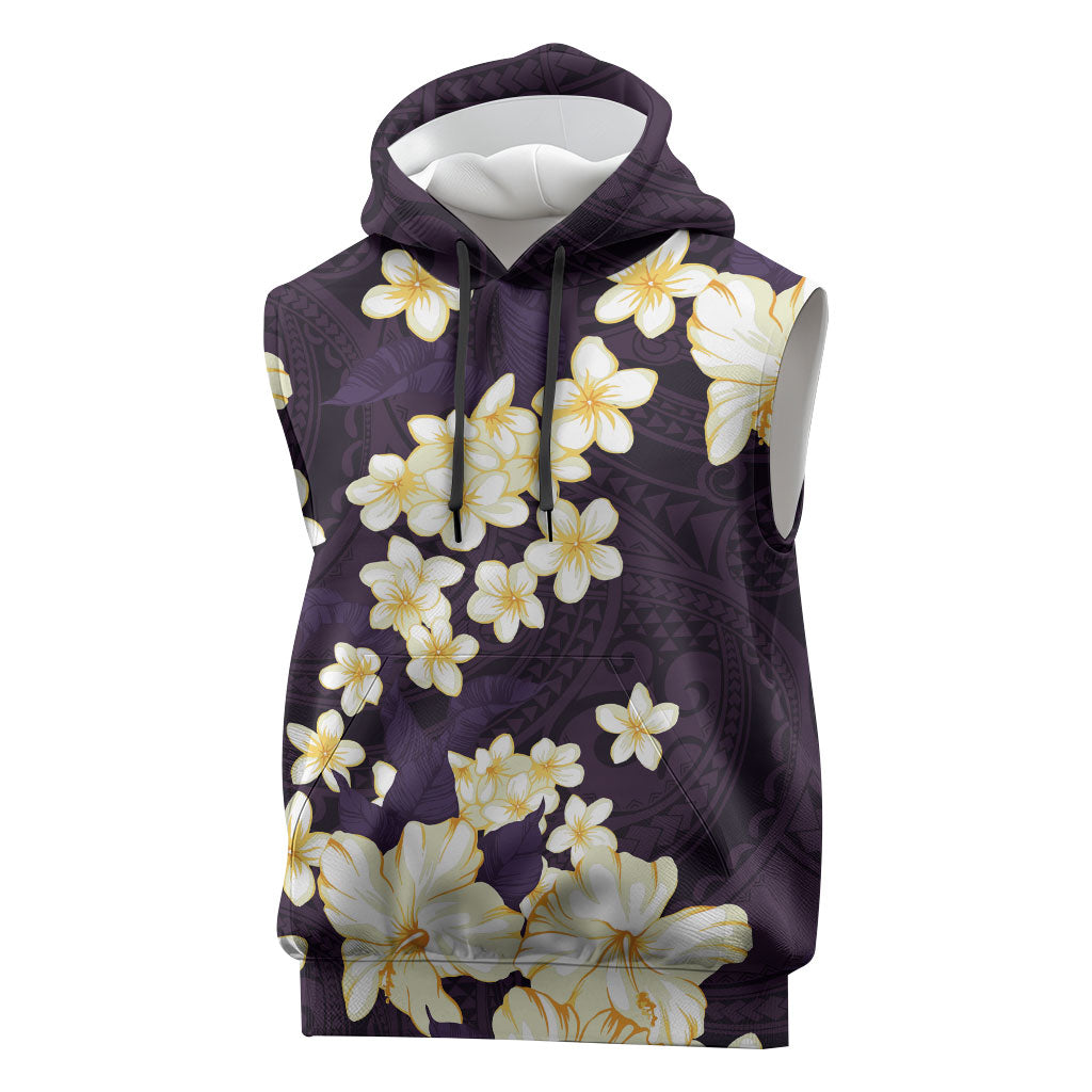 Hawaii Hibiscus Plumeria Purple Sleeveless Hoodie Polynesian Pattern LT01 Purple - Polynesian Pride