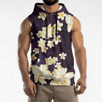 Hawaii Hibiscus Plumeria Purple Sleeveless Hoodie Polynesian Pattern LT01 - Polynesian Pride