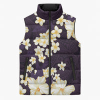 Hawaii Hibiscus Plumeria Purple Sleeveless Puffer Jacket Polynesian Pattern LT01 Unisex Purple - Polynesian Pride