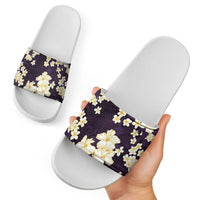 Hawaii Hibiscus Plumeria Purple Slide Sandals Polynesian Pattern LT01 - Polynesian Pride
