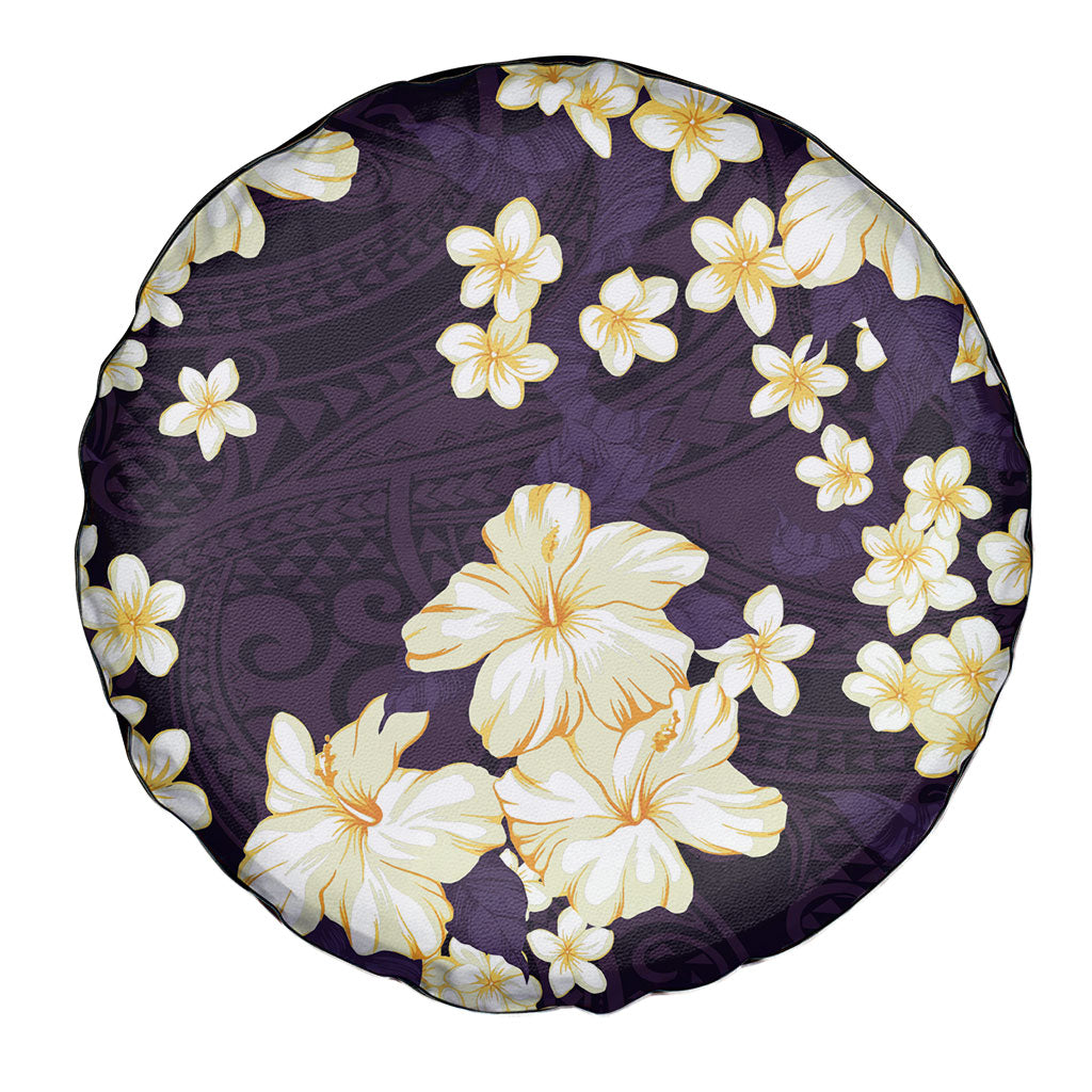 Hawaii Hibiscus Plumeria Purple Spare Tire Cover Polynesian Pattern LT01 - Polynesian Pride
