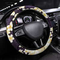 Hawaii Hibiscus Plumeria Purple Steering Wheel Cover Polynesian Pattern LT01 Universal Fit Purple - Polynesian Pride