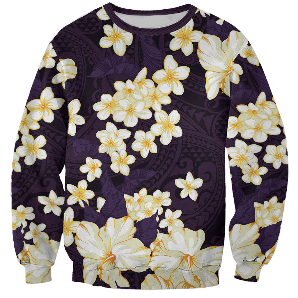 Hawaii Hibiscus Plumeria Purple Sweatshirt Polynesian Pattern LT01 Unisex Purple - Polynesian Pride