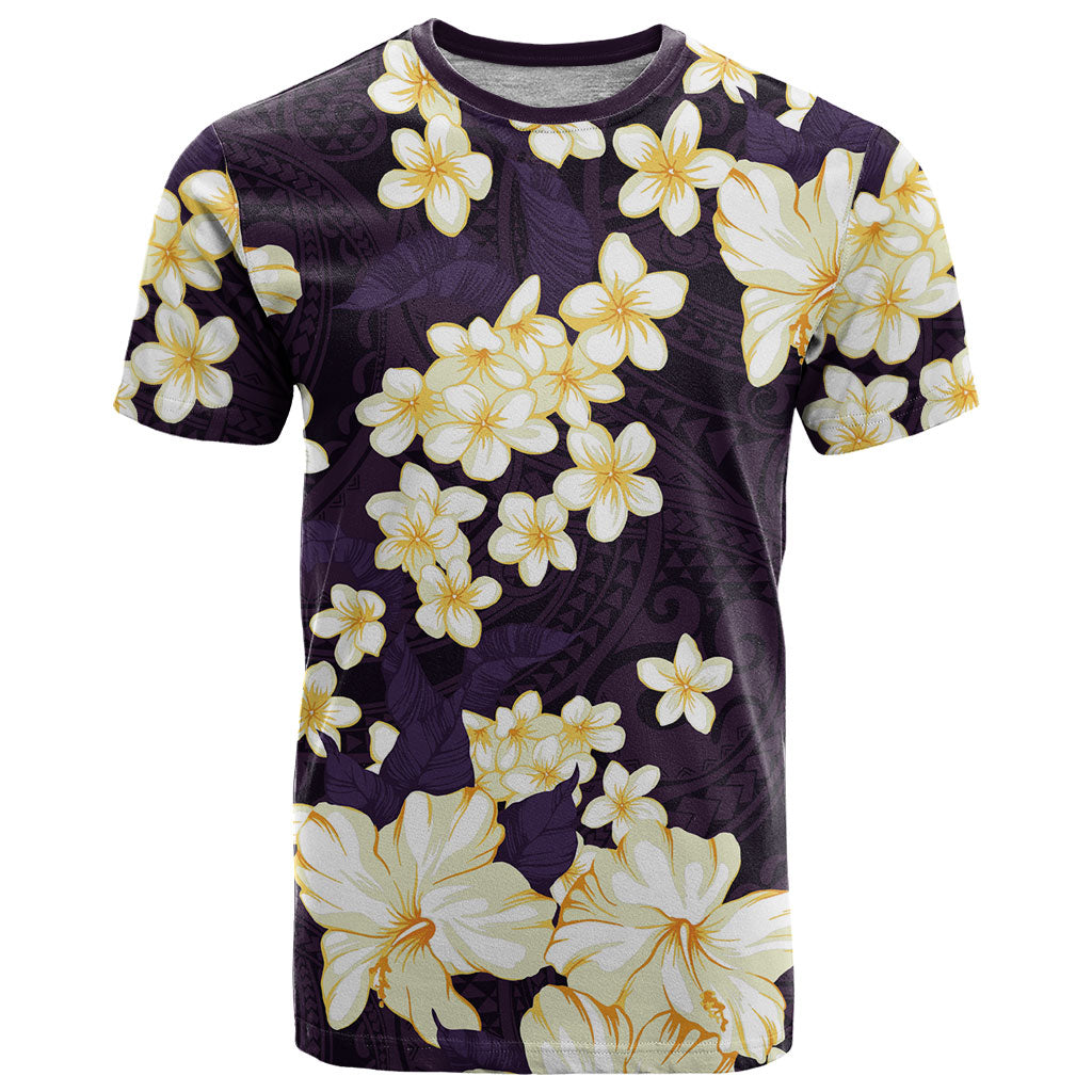 Hawaii Hibiscus Plumeria Purple T Shirt Polynesian Pattern LT01 Purple - Polynesian Pride