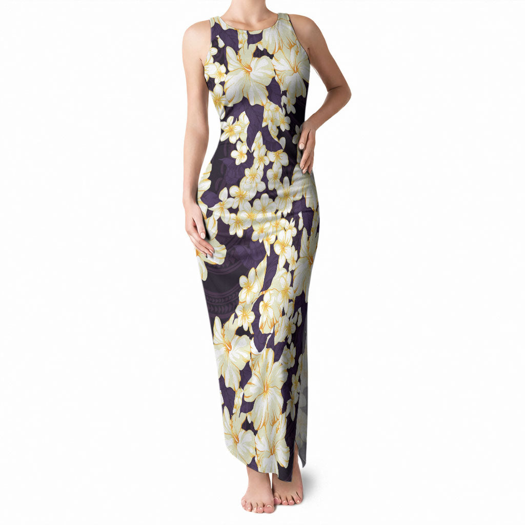 Hawaii Hibiscus Plumeria Purple Tank Maxi Dress Polynesian Pattern LT01 Women Purple - Polynesian Pride