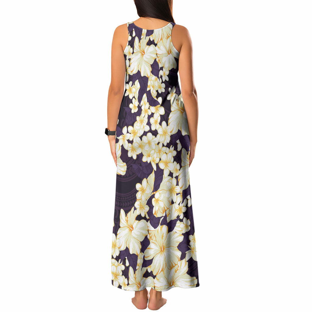 Hawaii Hibiscus Plumeria Purple Tank Maxi Dress Polynesian Pattern LT01 - Polynesian Pride