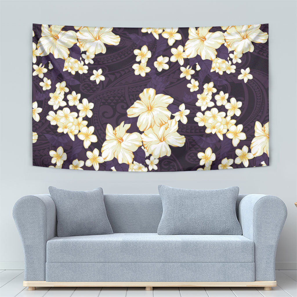 Hawaii Hibiscus Plumeria Purple Tapestry Polynesian Pattern LT01 - Polynesian Pride