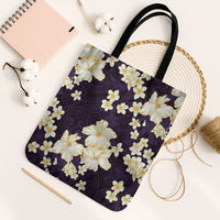 Hawaii Hibiscus Plumeria Purple Tote Bag Polynesian Pattern LT01 Black Strap One Size Purple - Polynesian Pride
