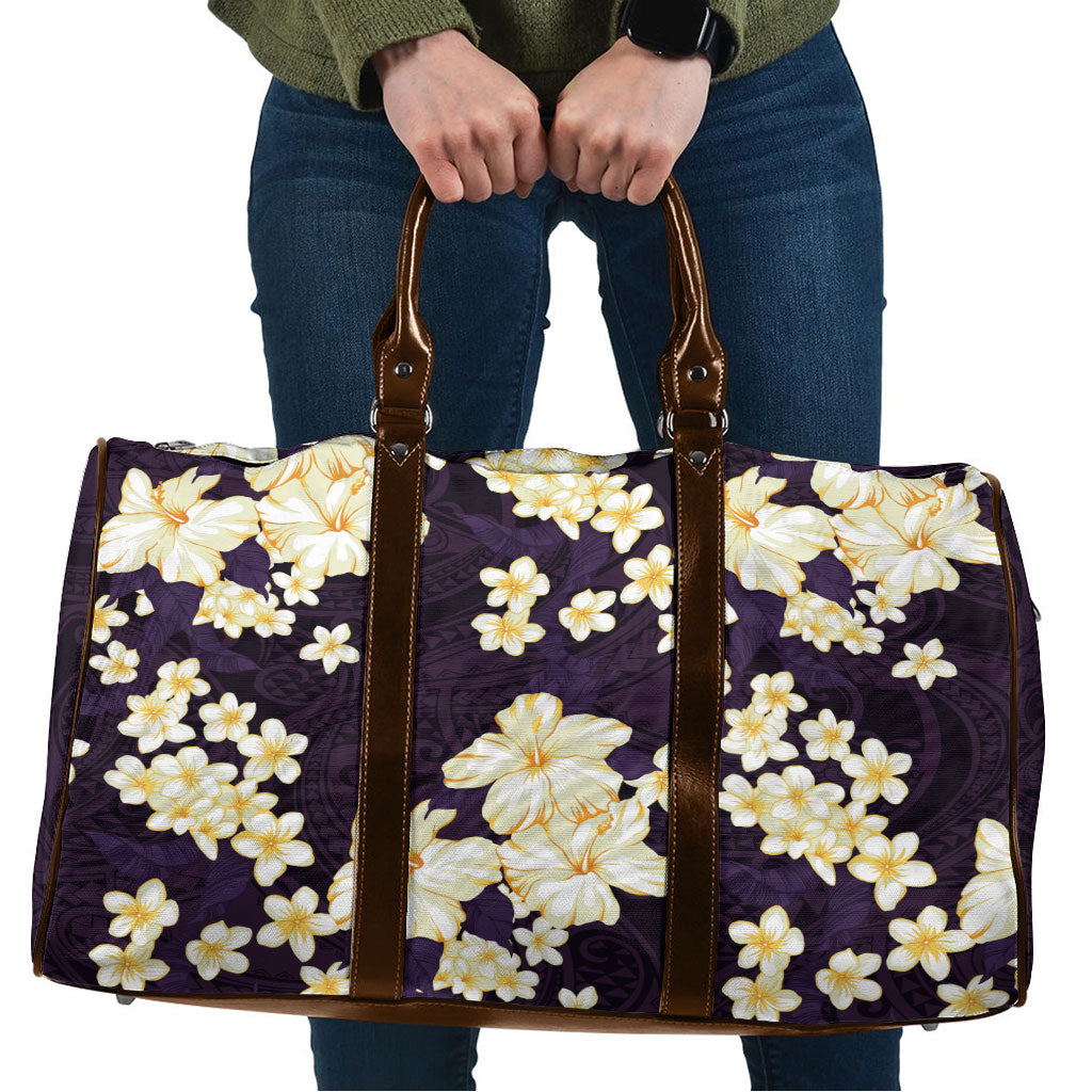 Hawaii Hibiscus Plumeria Purple Travel Bag Polynesian Pattern LT01 Purple - Polynesian Pride
