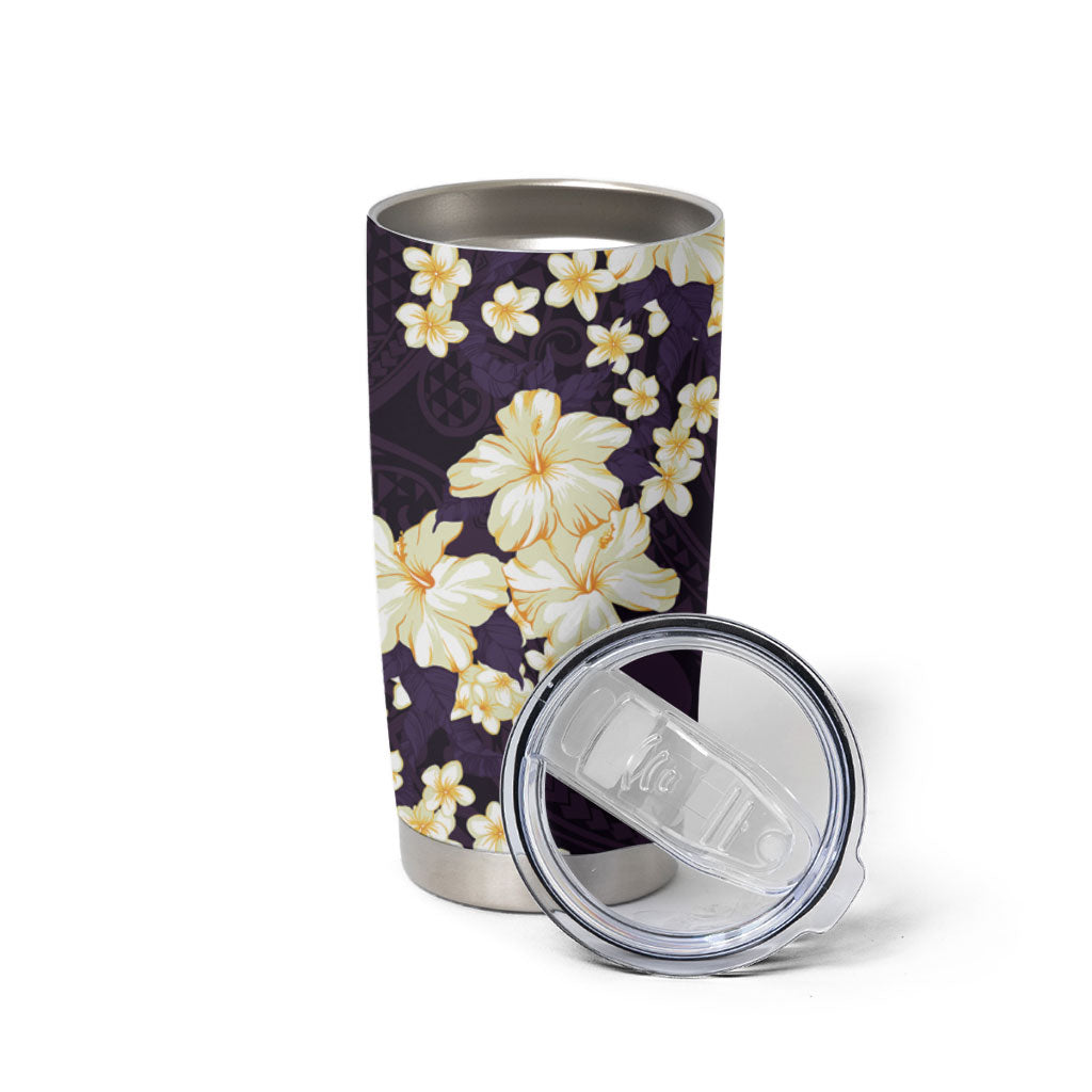 Hawaii Hibiscus Plumeria Purple Tumbler Cup Polynesian Pattern LT01 - Polynesian Pride