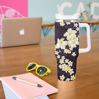 Hawaii Hibiscus Plumeria Purple Tumbler With Handle Polynesian Pattern LT01 - Polynesian Pride