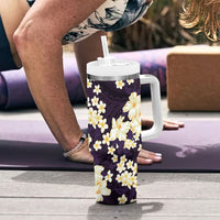 Hawaii Hibiscus Plumeria Purple Tumbler With Handle Polynesian Pattern LT01 - Polynesian Pride