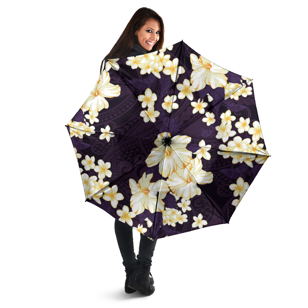 Hawaii Hibiscus Plumeria Purple Umbrella Polynesian Pattern LT01 - Polynesian Pride