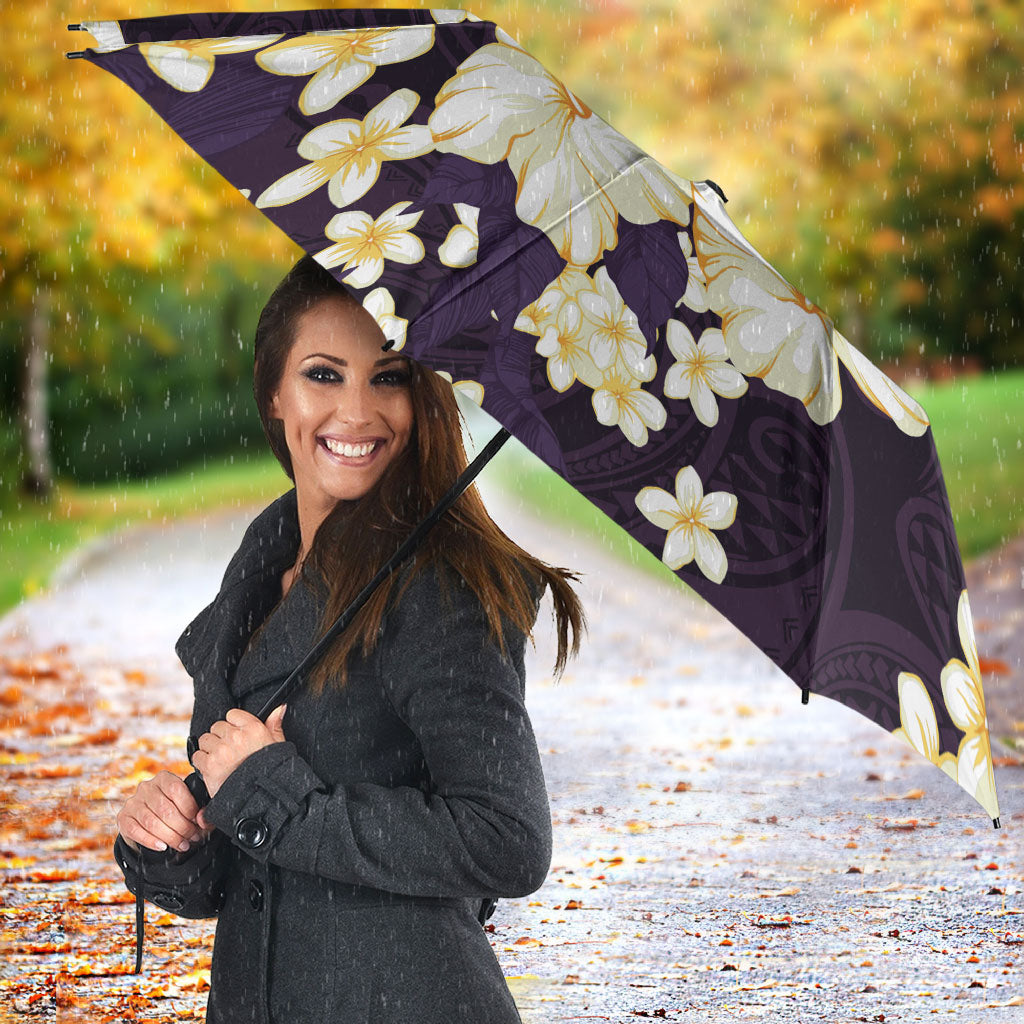 Hawaii Hibiscus Plumeria Purple Umbrella Polynesian Pattern LT01 - Polynesian Pride